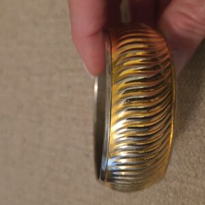 Vintage 80's Gold Wave Textured Bangle Bracelet